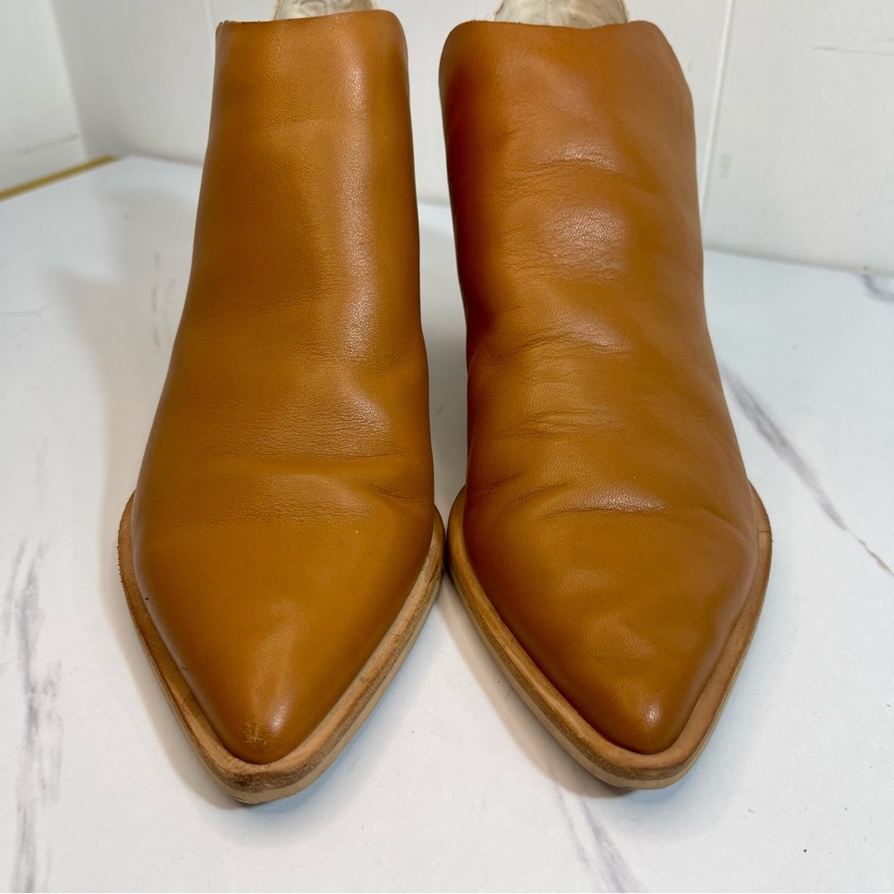 Dolce Vita Sonni ankle booties tan leather pointed toe snakeskin print heel 7.5 - Picture 5 of 11